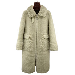 Mid-length slim fit fur one-piece wool sheep shear coat Haining fur young coat thick and slim special winter