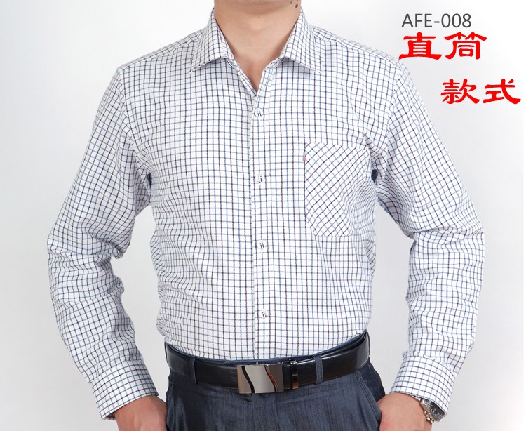 Áo cotton mới thô nam dài tay áo sơ mi cha trung niên cotton kẻ sọc giản dị áo sơ mi nam áo sơ mi nam cổ tàu