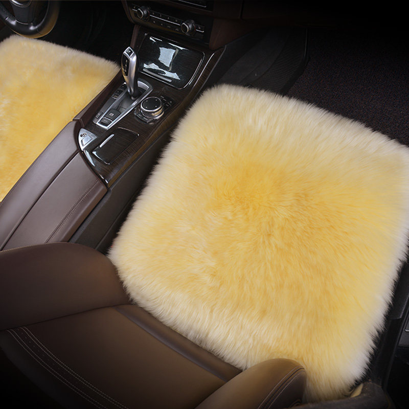 Pure Wool Car Cushion Winter Monolithically Lady long fur Three sets without backrest short plush seat cushion fur integrated
