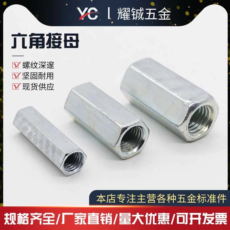 Galvanized Extended Hex Nut Joint Nut Connection Nut Screw Nut Thickened Circle Nut