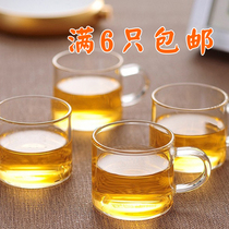 Thickened heat-resistant transparent glass small teacup with handle cup Kung Fu tea master cup ear cup tea cup Household