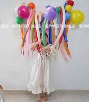 Korea ins Little Red book Birthday color long strip balloon party dessert table layout Childrens 100-day banquet balloon