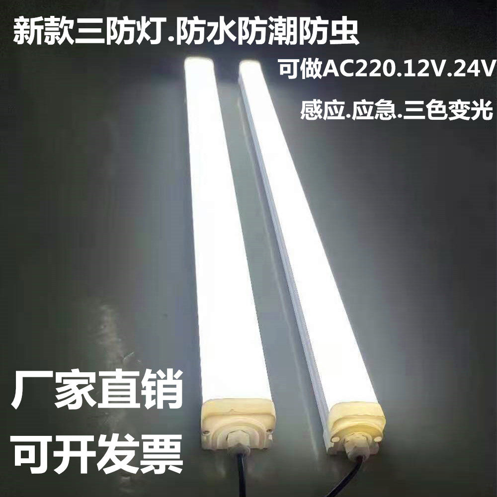 Led three anti-lamp integrated freezer waterproof moisture-proof food factory workshop washing room outdoor high brightness double pipe daylight lamp