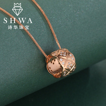 Poetry Bloom Jewels Small Balsamic Wind Magong Diamond Necklace Woman Rose Gold Real Drill Pendant Road Pass K Gold Lock Bone Cover Chain