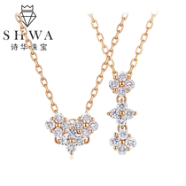 Poetry Bloom Jewels One and two Deaver Grass 18k Gold Necklace Woman Real Drill Diamond Pendant Color Gold Lock Bone Chain