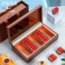 High-grade wooden box tea packaging empty gift box Black Rock Tea cinnamon daffodil red robe gift box empty box customization