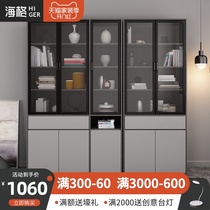 Modern minimalist bookcase Nordic flat door glass locker Free combination bookcase file cabinet multi-layer shelf