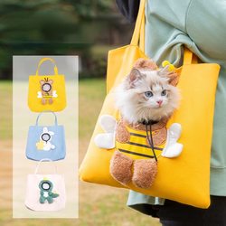 Portable Cat Carrier Bag, Canvas Backpack for Cats, Pet Carrier for American Shorthair Dogs, Lightweight Shoulder Crossbody Bag with Openable Head