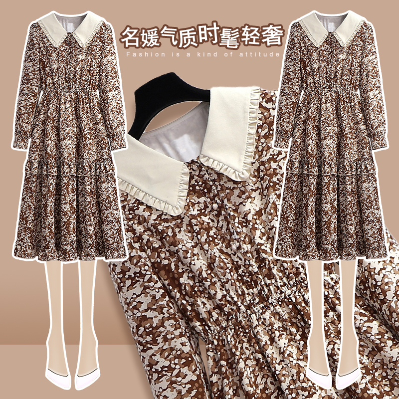 Fata-style retro long dress Phantom with dolls collar large hem skirt 2022 Early spring snowspun Broken Flowers foam Foam Sleeves Ocean Dress