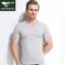 Áo thun bảy cổ nam vest ngắn tay cotton cổ chữ V chạm đáy áo sơ mi cổ gà hình trái tim thoáng khí bằng vải cotton mùa hè co giãn áo ba lỗ nữ hàng độc Áo vest