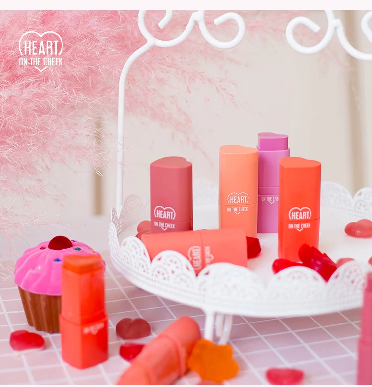 APIEU Áo Phổ biến Sửa chữa Dịch vụ tự nhiên Giữ ẩm Trang điểm khỏa thân Lasting Peach Heart Juice Moisturising Solid Blush Cream - Blush / Cochineal