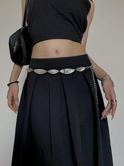 Silver metal waist chain for women retro versatile ins bohemian belt niche high-end decoration skirt