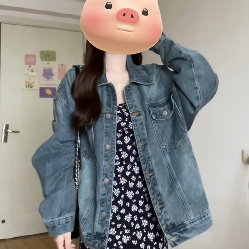 Casual Loose Versatile Denim Jacket for Women 2026 New Popular Style Age-Reducing Korean Design Petite Denim Top Casual Loose Versatile Denim Jacket for Women 2026 New Popular Style Age-Reducing Korean Design Petite Denim Top