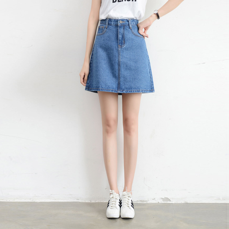 Half body dress for women Xia 2022 new Korean version 100 hitch student denim dress big size high waist display slim fit a hip short skirt