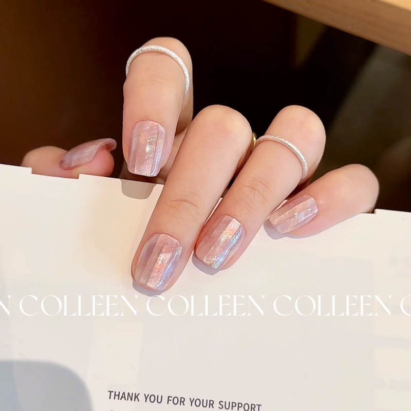 【Texture Lines】Colleen Wearable Nails Short Style Chocolate Manicure Yellow and Black Skin Brightening