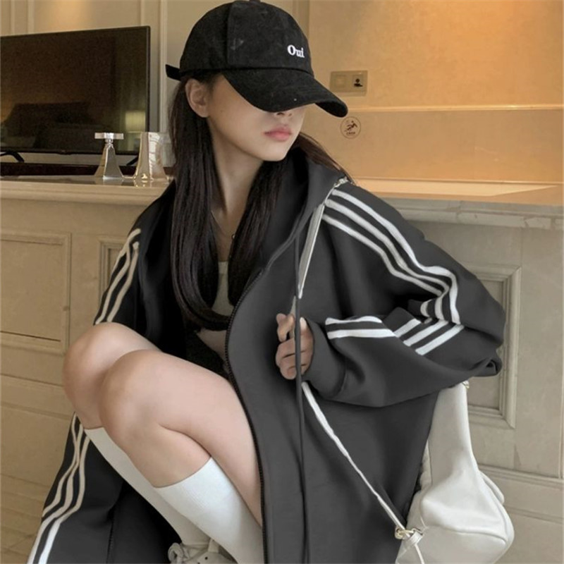 Plus-Size 150kg Zip-Up Hooded Sweatshirt Jacket for Women, Autumn and Winter, Mid-Length, Casual, Loose, Slimming Top