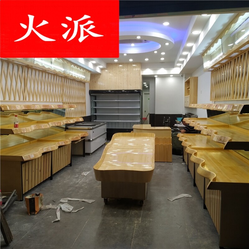 Custom Creative Baiguoyuan Fruit and Vegetable Shop Multi-storey Fruit Shelf Island Side Cabinet Cashier Counter Quality Display Stand Wood Pine