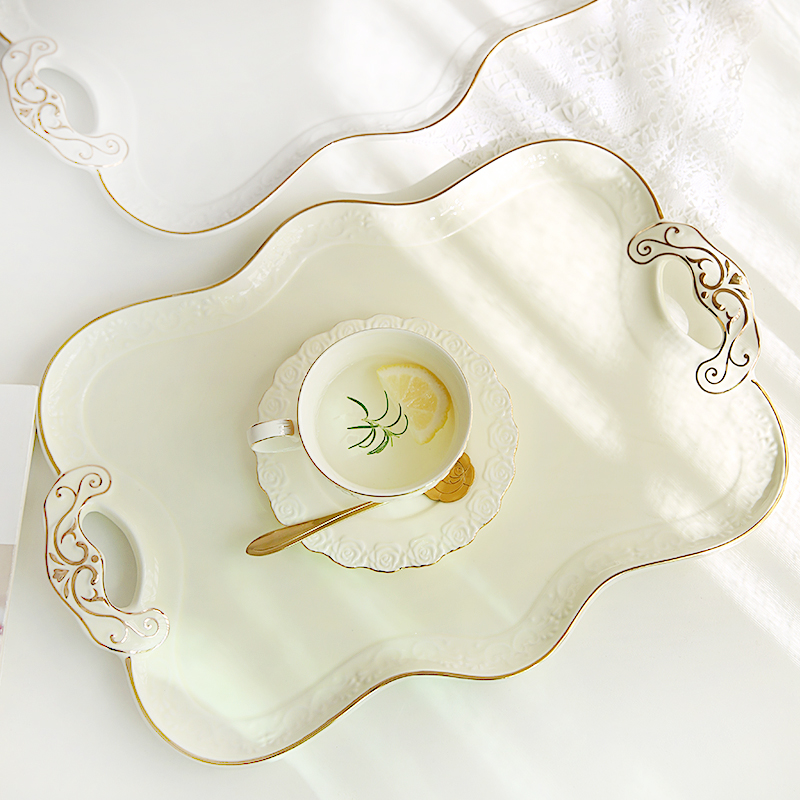 Those time ceramics European tea set tray rectangular English tea tray home water cup tea cup tray storage