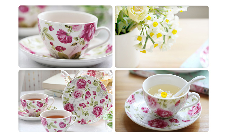 あれらの時間陶磁器の贈り物のコーヒーカップの午後のお茶の赤い茶碗の1杯の1皿のコップのバラの花の茶碗,タオバオ代行-チャイナトレーディング