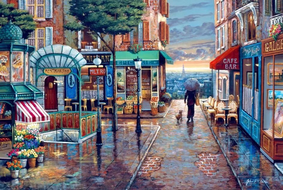 Wooden puzzle 1000 pieces thickened adult children's educational toys decompression send big picture romantic town