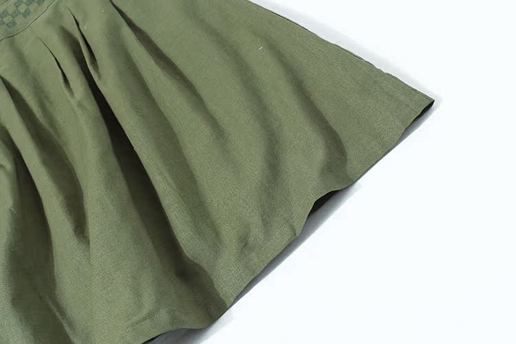 Phong cách mùa hè lỏng lẻo phiên bản văn học Hàn Quốc của phụ nữ màu rắn một từ váy ngắn tay dài váy cổ tròn khí chất G24? 8 - Váy eo cao 	váy buộc dây eo