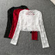 ແຂນສັ້ນ ຄໍສີ່ຫຼ່ຽມ ແຂນຍາວ pullover lace top