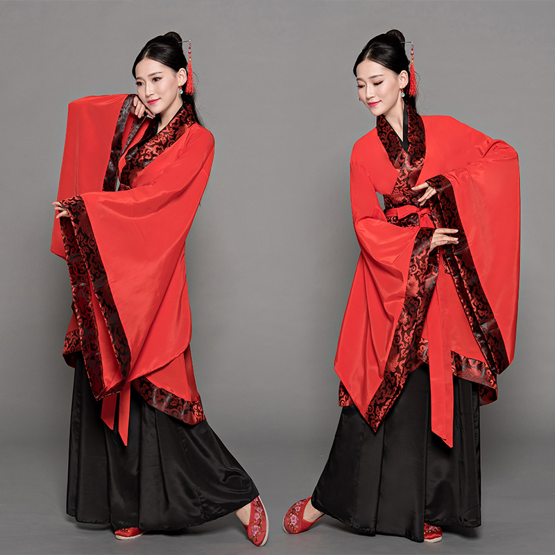 Ancient-Style Han Elements Modified Chinese-Style Wide-Sleeved Cross-Collar Performance Costume Student Retro Adult Ceremony Hanfu Women's Suit