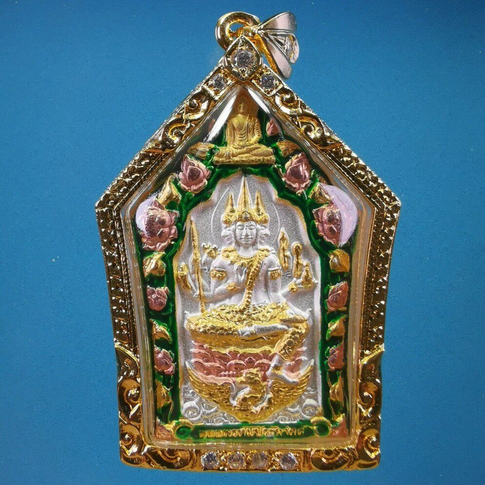 Thai Buddha brand genuine rainwater elder brother plated three-color exquisite four-sided Buddha bronze medal gilded waterproof shell Thailand delivery