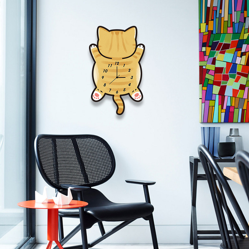 Большой оранжевый кот мультяшные креативные бесшумные настенные часы для гостиной спальни детской комнаты детского сада милые модные декоративные часы