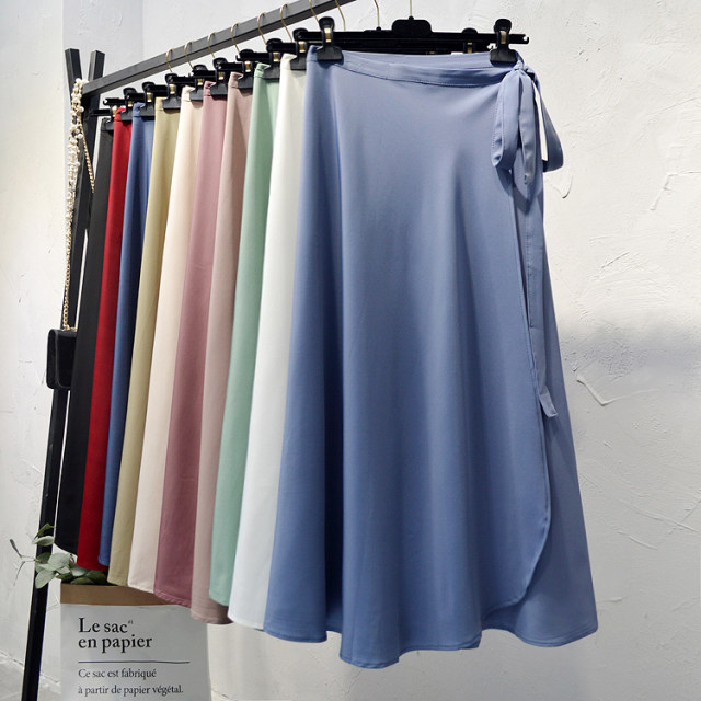 Korean version of the high-waisted chiffon one-piece skirt women's summer mid-length ins super hot A-line beach wrap skirt