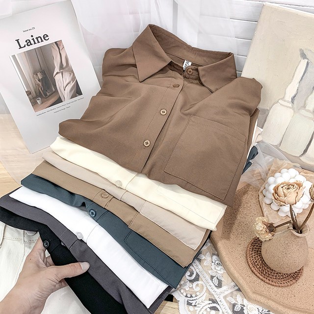 High-grade drape loose and thin long-sleeved white shirt women's autumn design sense niche casual chic outer layered top