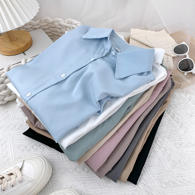 Korean version of all-match simple loose temperament long-sleeved shirt women's spring and autumn design sense of niche outside layering wear casual tops
