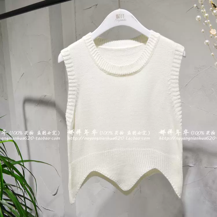 Phiên bản Hàn Quốc của áo thun gió đại học retro ngắn đan áo vest nữ mùa thu mặc áo len đáy áo vest ao b lo nu ca tinh