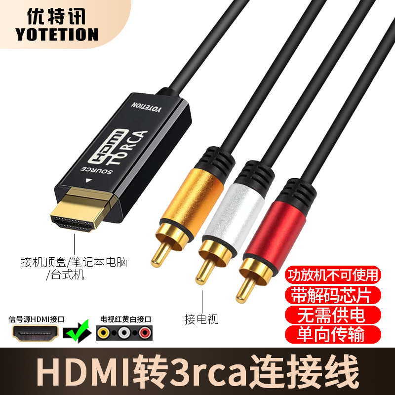 Youtexun HDMI to Av Cable Set-Top Box Dvd to Old Tv Projector Video Connection Cable with Decoding Chip