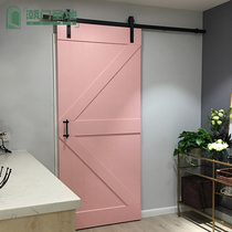 Tide door Holy Land wooden door Nordic style Barn door Simple sliding door Interior door Pink solid wood door Custom sliding door