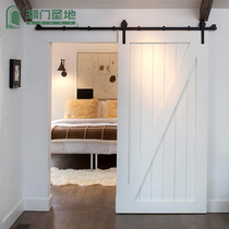 Tide door Holy Land Barn door Nordic custom white modern simple indoor solid wood door Hanging door No lower rail sliding door