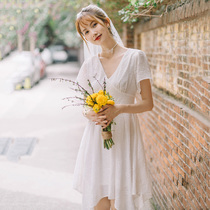  First sight]Xia Xinchao fairy gentle first love embroidered dress travel photography vacation honeymoon license registration light wedding dress