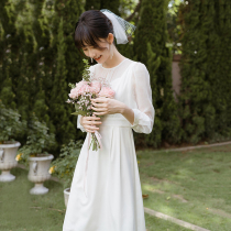 Mr. Todeer Spring and Summer French certificate register satin retro wedding dress traveler Showdress