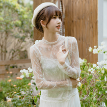 New Spring and Summer Retro French Lace Lace Shirt Sleeved Fairy Semi-Transparent Putting Two Pieces of Clothes
