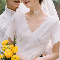  Mr Deer]Original fairy lace butterfly ribbon choker neck strap collar clavicle chain Travel jewelry