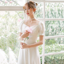  (Original by Mr Lu)Summer French retro simple engagement certificate registration light wedding dress small dress skirt