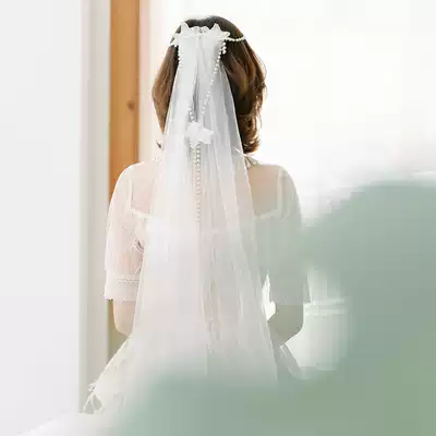 Please, Mr. Deer] Baroque court style retro Pearl flowers drop bridal veil photo ornaments