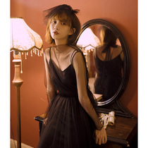  21 Early autumn Ancient Hepburn Halloween small black light wedding dress soft gauze puffy dress Annual meeting light dress can usually be worn