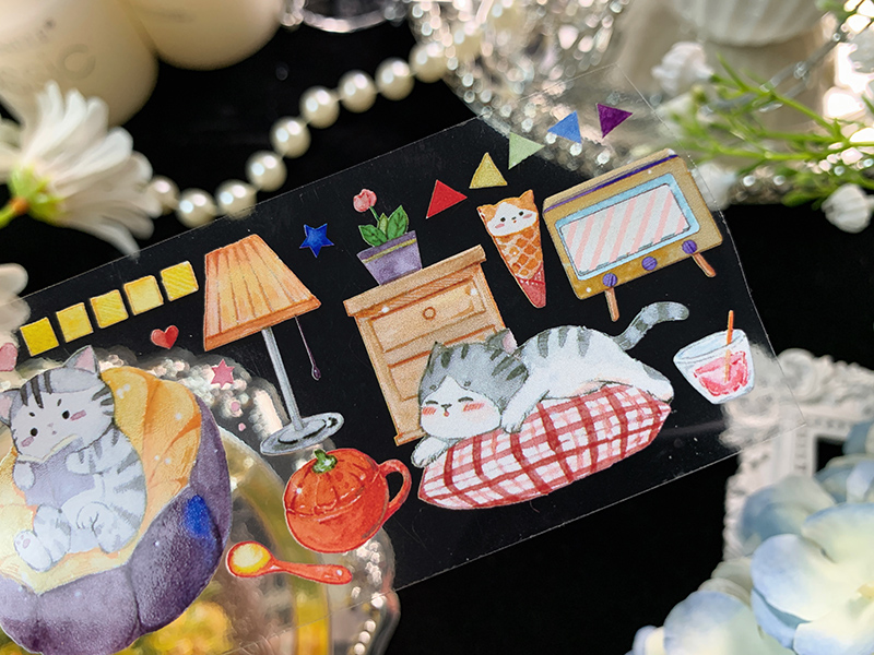 Cat Daily PET Paper Tape - Washi Tape - Plastic Multicolor
