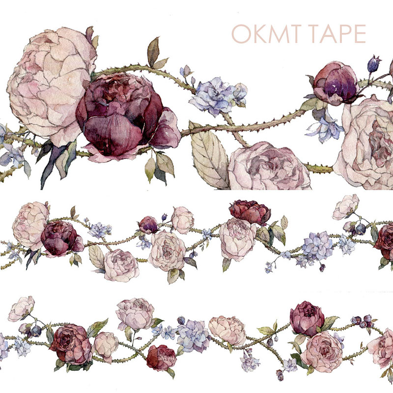 OKMT New seven-day paper original and paper tape hand ledger stickers to decorate the whole roll of rose Poetic ledger stickers