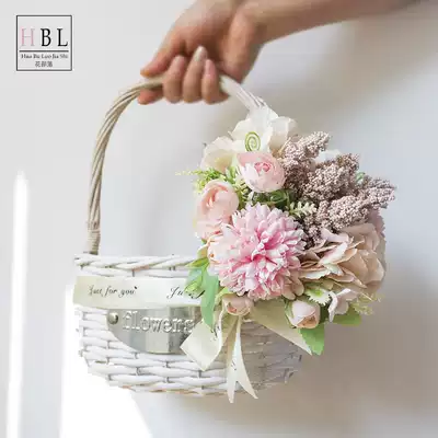 Handwritten vanilla flower bouquet fake peony flower decoration Hand-held simulation flower silk flower floral decoration living room dining table decoration