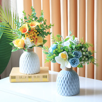 Fresh Fake Flower Emulation Plastic Bouquet Rose Silk Flower Table Decoration Furnishing Living-room Tea Table Tabletop Floral Swing Piece