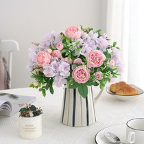 Peony embroidered ball silk flower emulated flower bouquet flower bouquet vase flower flower art table decoration flower swing piece living room furnishing