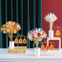 Creative Light Extravaganza of the Star Rabbit Tail Grass Dried Flower Bouquet Fake Flower Emulated Flower Calendar Pendulum with Dining Room Table Decoration Furnishing
