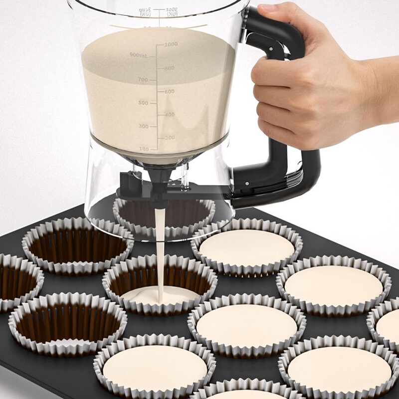 Temu New Batter Dispenser Batter Funnel Cupcake Handheld Dispenser Measuring Cup Baking Tool